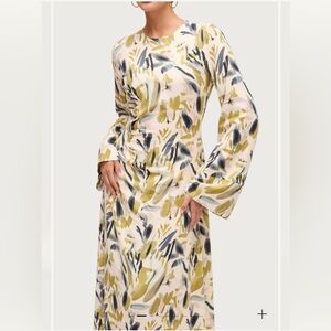 Veiled asymmetric maxi dress- sage watercolor